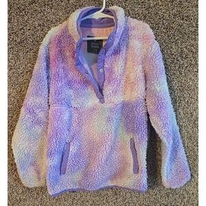 Cuddly Sherpa Girls Youth Sweatshirt Youth Size 7 8 Ombré Rainbow EUC Pink